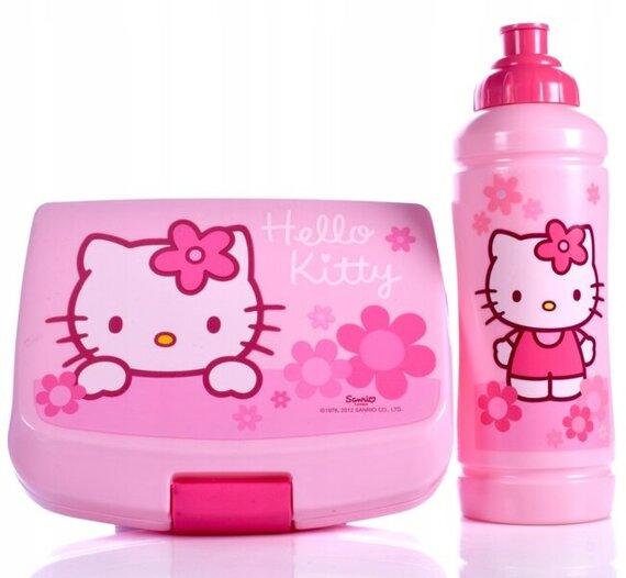 Bidon butelka na wodę i pudełko śniadaniowe dla dzieci Hello Kitty zestaw