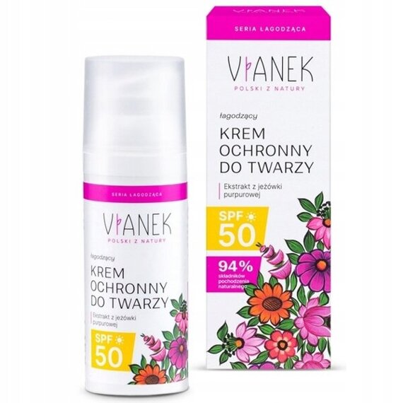 Krem Ochronny do twarzy z kwasem hialuronowym SPF50 na dzień Vianek 50 ml