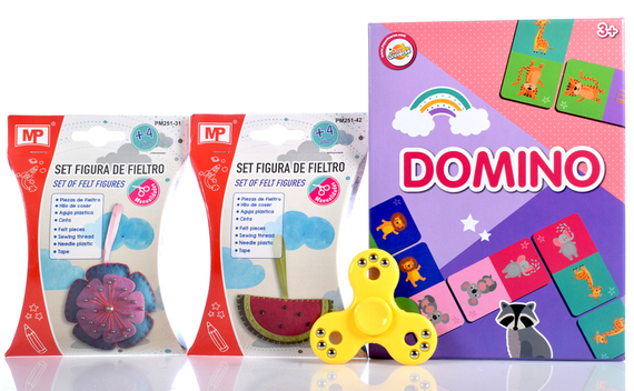 Zestaw prezentowy dla dziewczynki domino + zabawki kreatywne